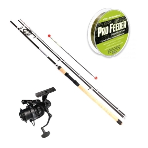 Zestaw Kraken Black Pearl Method Feeder 3,60m 80g 3+3cz + Kraken Black Pearl Feeder 5500 + Żyłka VDE-Robinson Pro Feeder 0,225mm 150m 